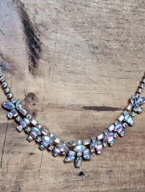 Signed Sherman Necklace,Champaign Colored Swarovski Crystals Rhinestones